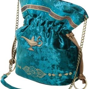 Disney Allison Teal Velvet Drawstring Bag